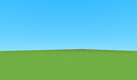 example 3d space with sky, grass blocks, and stone bricks